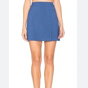 Alice & Olivia Bianka Side Pleat‎ Mini Skirt Dark Cobalt Size 10
